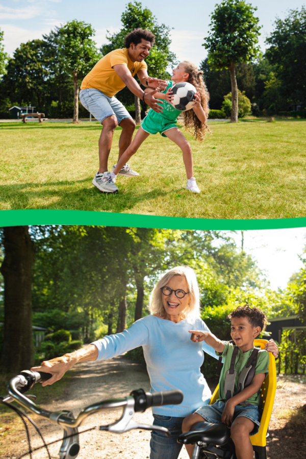 Vader dochter met bal, plezier op vakantie