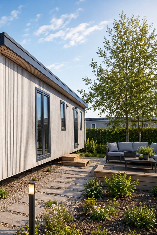 kampeerchalet op veld
